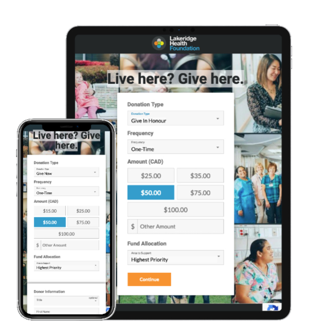 Image of Lakeridge Health Foundation's donation form