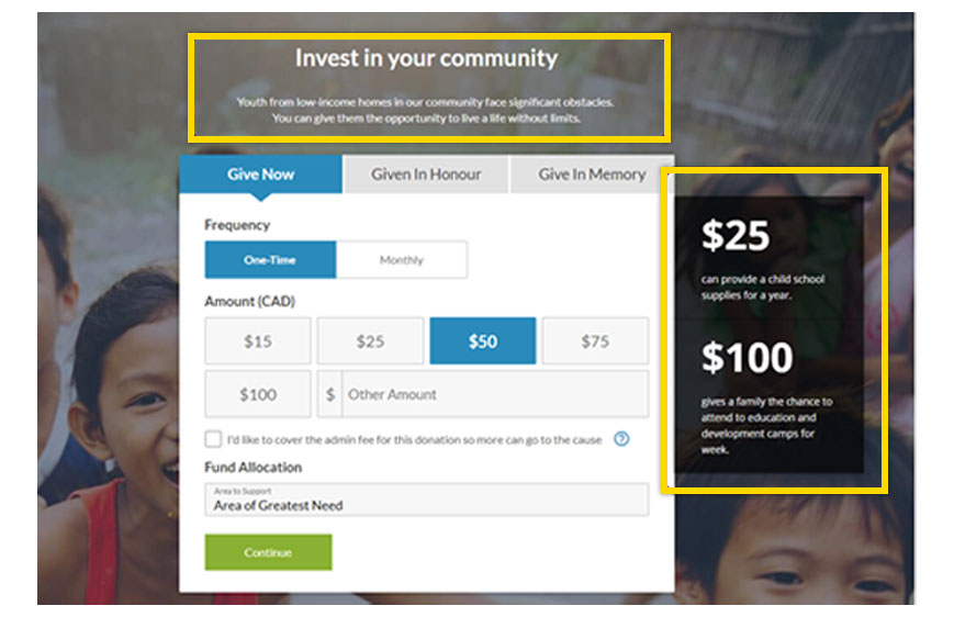 donation impact widgets